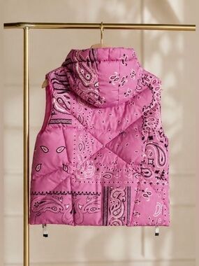 Khrisjoy Kids Pink Bandana Puffer Vest Size 12Y Designer Down Vest NWT